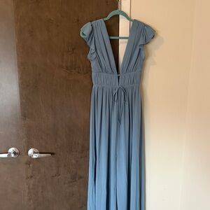 Lulu's Sky Blue Maxi Dress with Flutter Sleeves